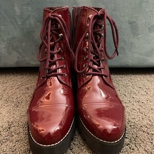 Kids Burgundy Lace-Up Boots